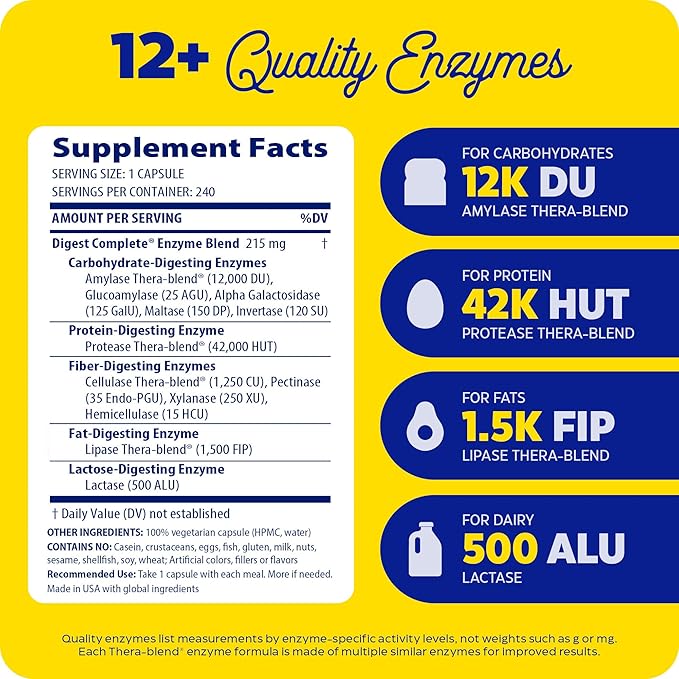 Enzymedica Digest, Full-Range, Everyday Digestive Enzymes, 240 Count