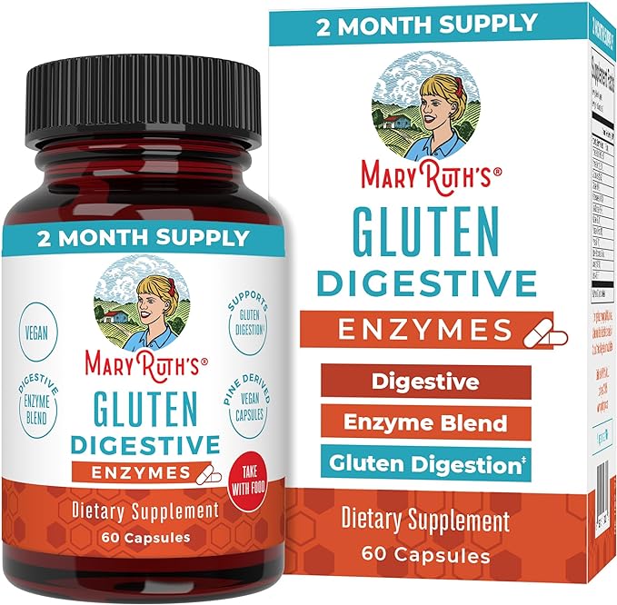 MaryRuth Organics Gluten Enzymes Capsules 2 Month 60 Count