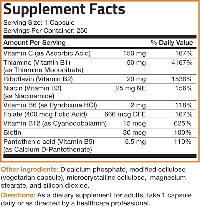 Bronson Vitamin B Complex with Vitamin C 250 Vegetarian