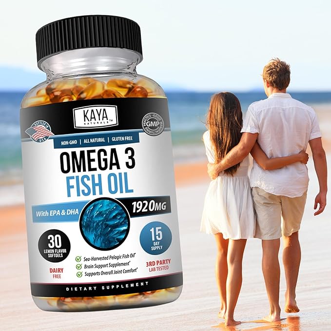 Kaya Naturals Omega 3 Supplement 3 Fish 100% Pure 3 Vitamins 30 Count
