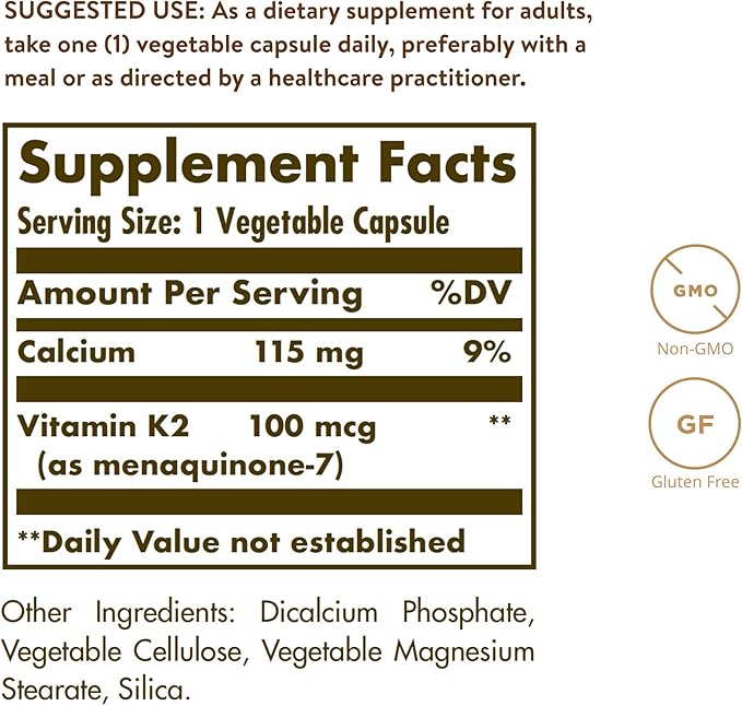 Solgar Vitamin K2 MK7 100mcg Vegetable 50 Count