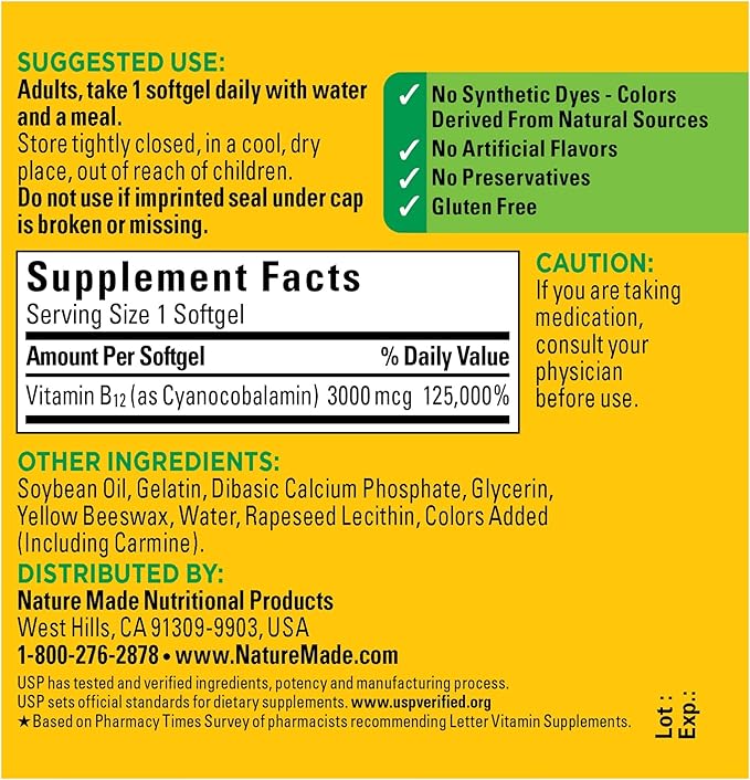 Extra Strength Vitamin B12 3000 mcg 60 Count