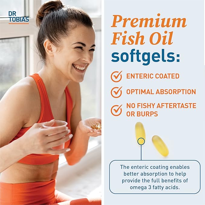 Dr. Tobias Omega 3 Fish Oil, 2000mg Triple 3 Supplement 800mg EPA 600mg DHA 3 Supplements 360 Softgels, 180 Servings