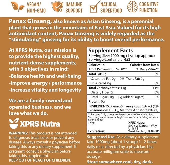 XPRS Nutra Ginseng Root Extract Powder (16 Ounce)