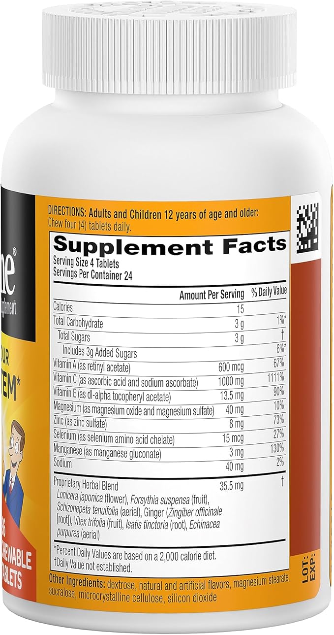 Airborne 1000mg Chewable Tablets with Zinc, 96 Tablets,