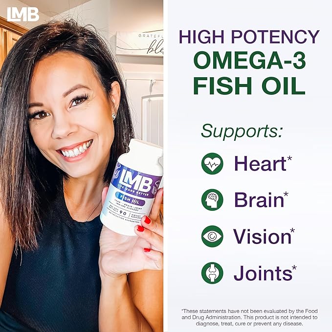 Wild Caught Omega 3 Fish Oil 3000mg 900mg + 1200mg Non-GMO (90 Soft