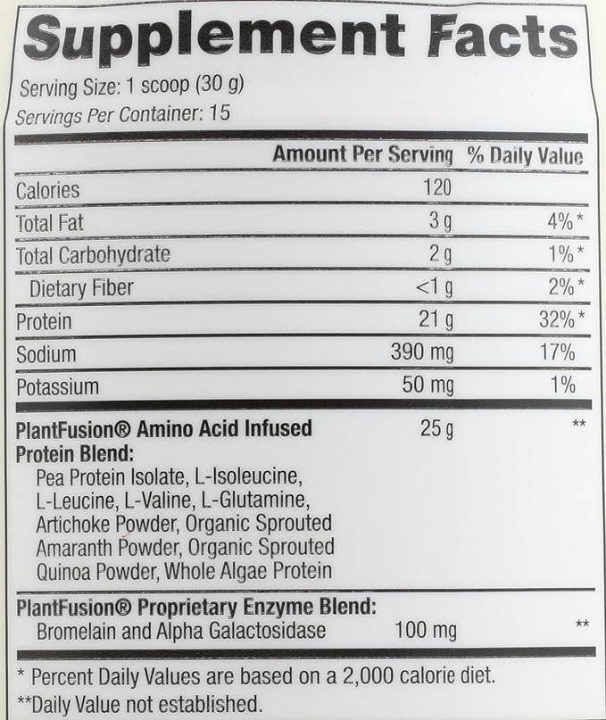 PlantFusion Complete Vegan Protein Powder - Plant Based Protein Powder With BCAAs, Digestive Enzymes and Pea Protein - Keto, Gluten Free, Soy Free, Non-Dairy, No Sugar, Non-GMO - Vanilla Bean 1 lb