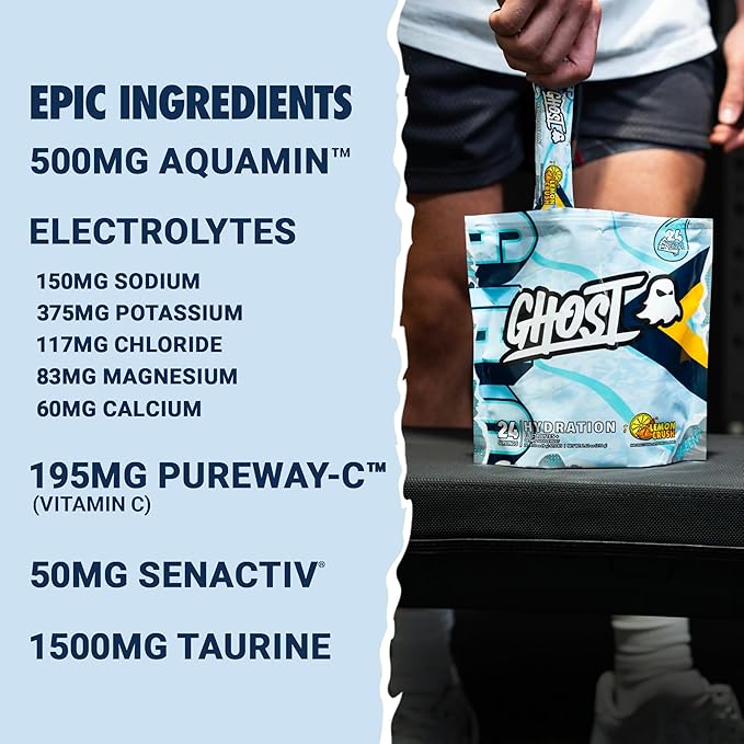GHOST Hydration Packets, Lemon Crush, 24