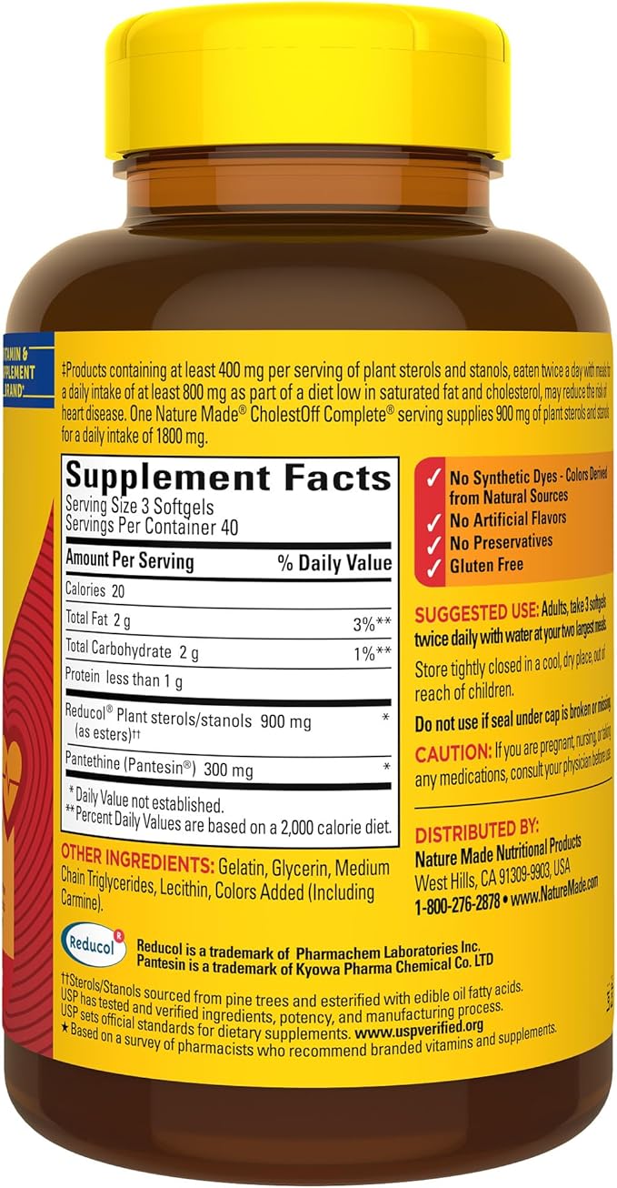 Nature Made CholestOff Complete, Dietary Supplement 120 Softgels, 20 Day