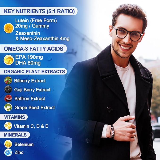 Sugar Free Lutein 20mg & Zeaxanthin 190mg & 80mg, Eye D3, C