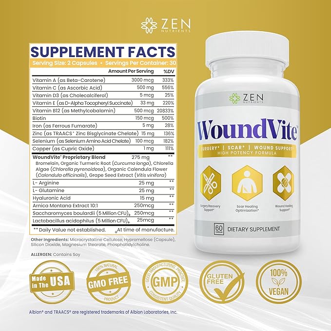 Zen Nutrients WoundVite Pre & Post 60 Vegan