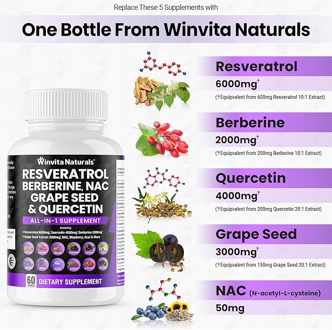 Resveratrol 6000mg Quercetin 4000mg Berberine 2000mg 3000mg -