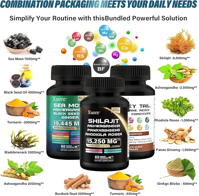 Shilajit,Sea Moss, Black Seed Oil,Mushroom &