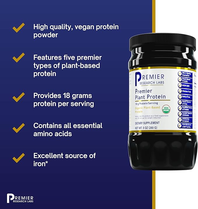 Premier Research Labs Premier Plant Protein 18 Grams 60+ Trace 9 oz