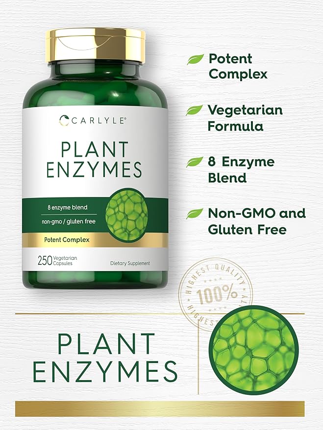 Carlyle Plant Enzymes with Protease, Papain, 250 Capsules