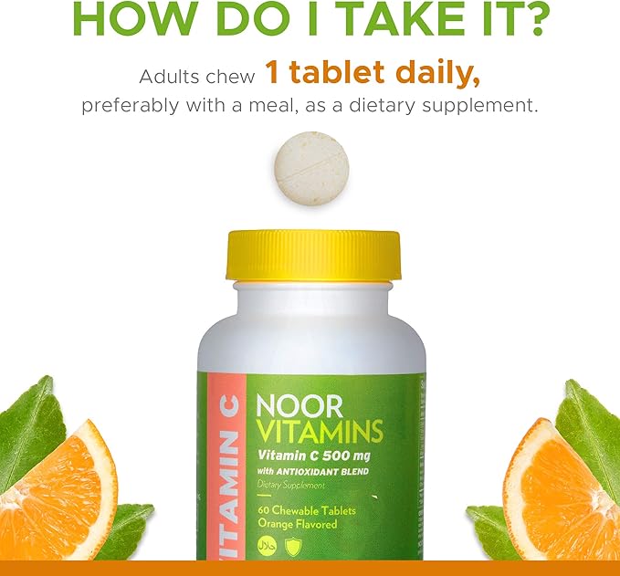 Noor Vitamins 500 MG Halal Vitamin 60 Orange 2 Month