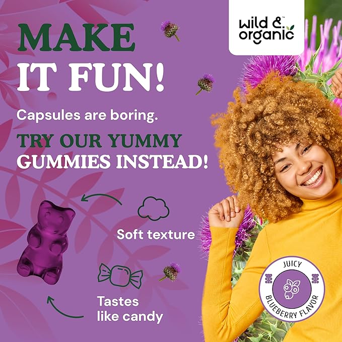 Wild & Organic Milk Thistle Gummies 4:1 Extract 60 Vegan