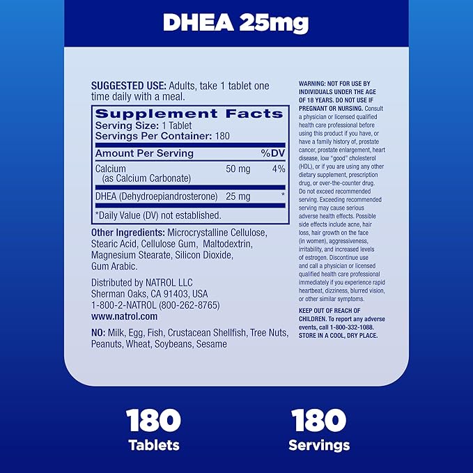 Natrol Mood & Stress DHEA 25mg 180 Tablets, 180 Day