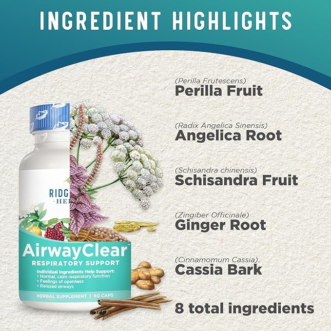 Ridgecrest Herbals AirwayClear, Lung Health and (60 Vegan 30 Serv)