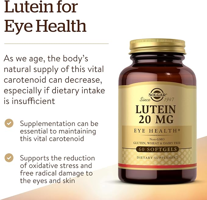 Solgar Lutein 20 mg, 60 Softgels 60 Servings