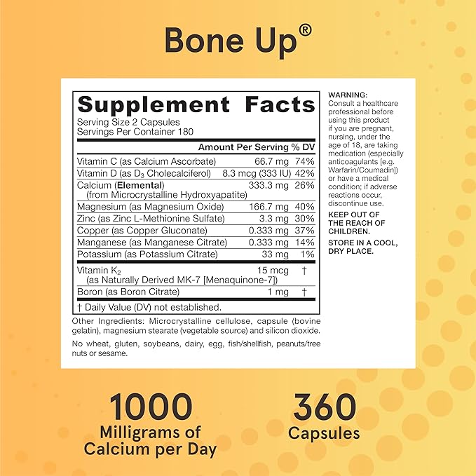 Jarrow Formulas BoneUp 360 Capsules 180 Servings D3, K2 K2 (as MK-7) & 1000 mg