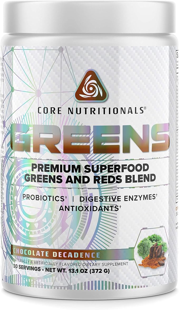 Core Nutritionals Greens Platinum Premium Superfood Greens and Reds Blend, Supports Digestion and Gut Health, 5 Billion CFU Probiotic,30 Servings (Chocolate)