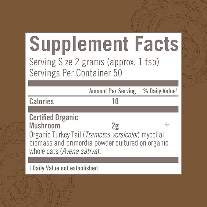 OM MUSHROOM SUPERFOOD Turkey Tail Organic Mushroom Powder, 3.5 Ounce, 50 Servings, Immune Support, Polysacchrides, Beta-Glucans, Gut Health & Holistic Defense Mushroom Supplement
