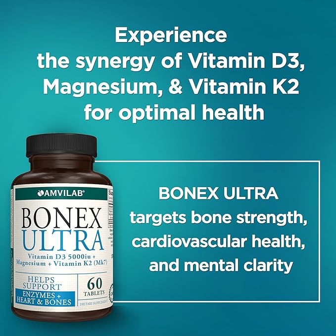 BONEX Ultra Supplement D3, Vitamin K2 (MK7) (MK7) & 60 Tablets 2 Month