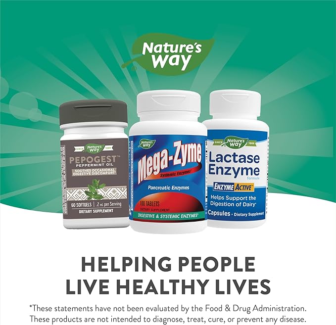 Nature's Way Mega-Zyme Systemic Enzymes, Relieves 100 Tablets