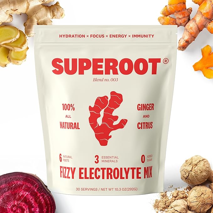 SUPEROOT® - 100% Natural Electrolytes (Fizzy) 6 Roots, 3 Minerals, 0 Added 30 Servings
