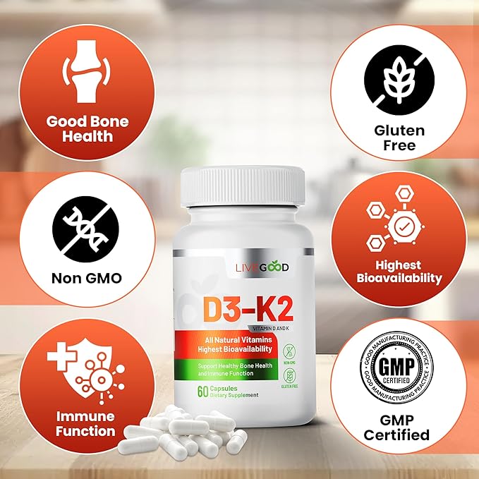 LIVEGOOD™ Vitamin D3 + K2 All 60 Capsules