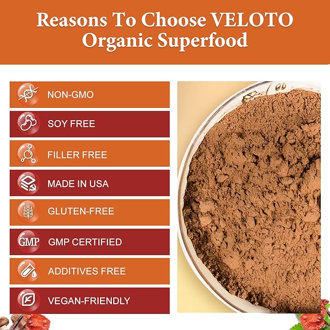 Organic Mega Mushroom Powder Blend, 10 in 1 Complex Mushroom Extract Powder Herbal Supplement with Reishi, Cordyceps, Chaga, Lion's Mane, Vegan & More, Sustainably US Grown, Filler Free, 10oz