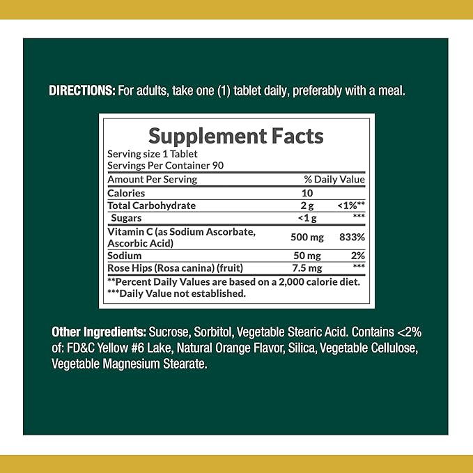 Nature's Bounty Vitamin C Supplement 500 mg 500 mg, 90 Count, 3