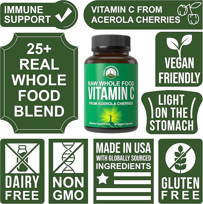 Peak Performance Raw Whole Food Natural 90 Pills. 500 mg 2 servings 1000mg
