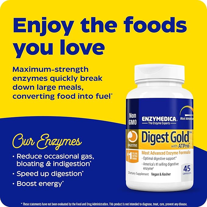 Enzymedica Digest Gold + ATPro, Maximum 45 Count, 45 Capsules
