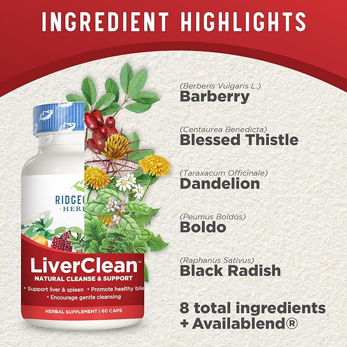 Ridgecrest Herbals LiverClean, Herbal Liver Support (60 Caps, 30 Serv)