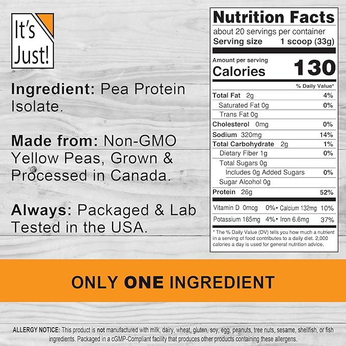 It's Just! Pea Protein Isolate, Plant 5 Pound)
