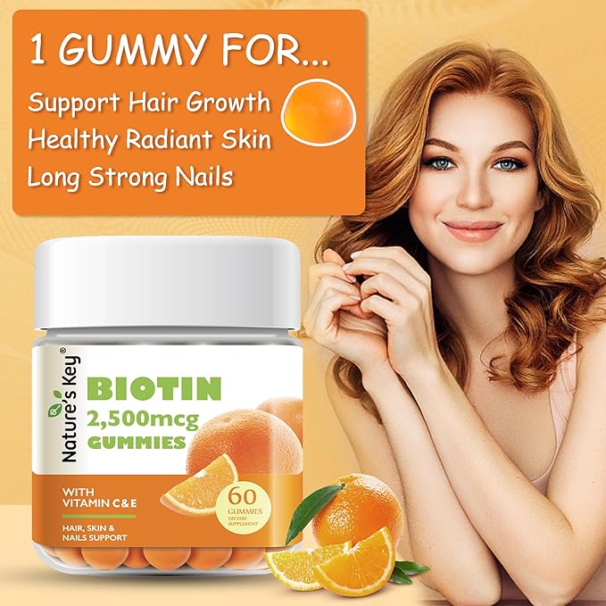 Nature's Key Biotin Gummies with Vitamin 60 Count