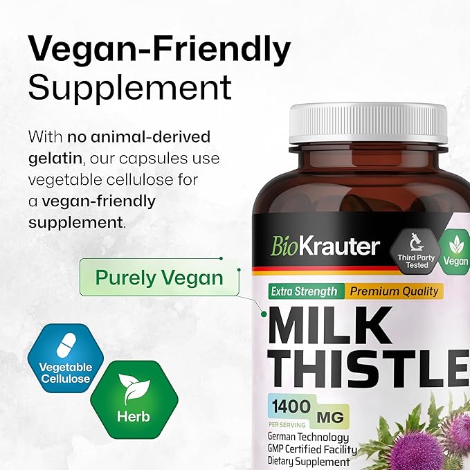 MAUWE HERBS Milk Thistle Organic Capsules 250 Vegan 1400 mg