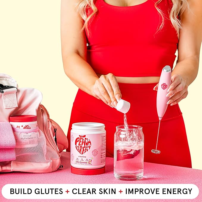 Creatine Monohydrate Powder, Glute Builder Creatine for Women with Collagen, BCAAs, 5g Vegan Micronized Creatine per Serving, for Energy, Muscle Support, 30 SVG, Peach Flavor