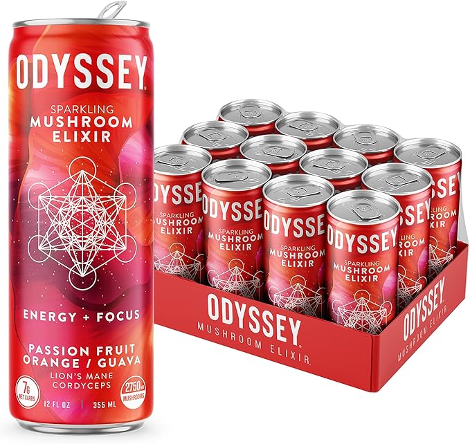 Odyssey Elixir Sparkling Adaptogen Drink, Low 12 Fl 12 Pack