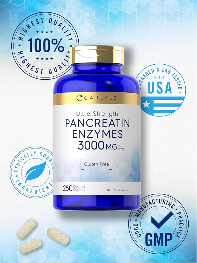 Carlyle Pancreatin Digestive Enzymes 3000mg | 250 Caplets
