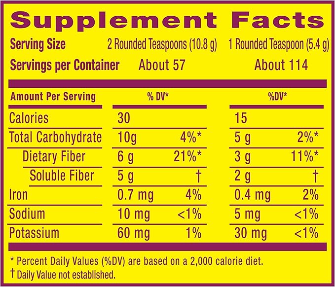 Metamucil, Unflavored Psyllium Husk Powder Fiber 4-in-1 Psyllium #1 Doctor 114 teaspoons