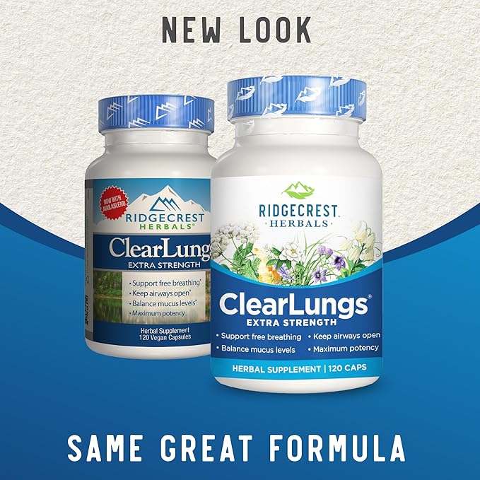 Ridgecrest Herbals ClearLungs Extra Strength, Natural (120 Caps, 60 Serv)