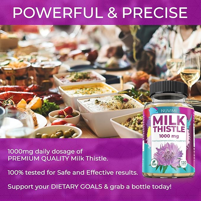 Milk Thistle 1000 mg 80% Silymarin 120 Vegan