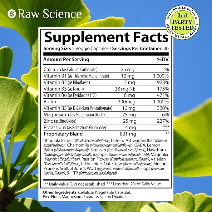 Brain Supplements for Memory and Focus - Ashwagandha, L Theanine, Rhodiola Extract, GABA, 5HTP - Nootropic, Mood Support & Cortisol Supplement - Magnesium Oxide, Mucuna Pruriens - 60 Capsules
