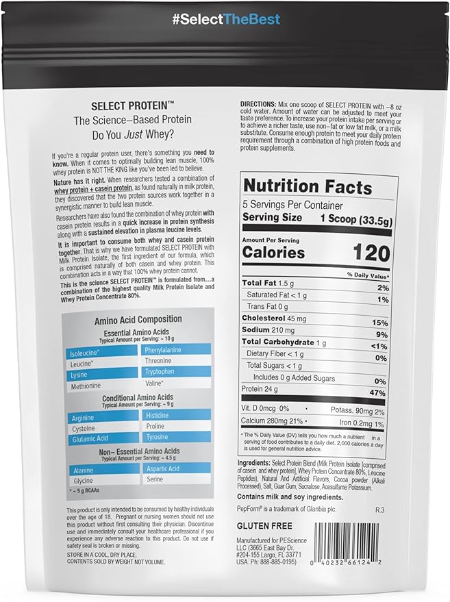 PEScience Select Low Carb Protein Powder, 5 Serving,