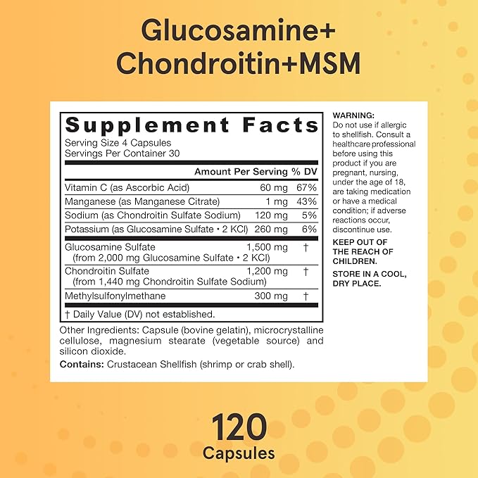 Jarrow Formulas Glucosamine + Chondroitin + 30 Capsules, 120 Day