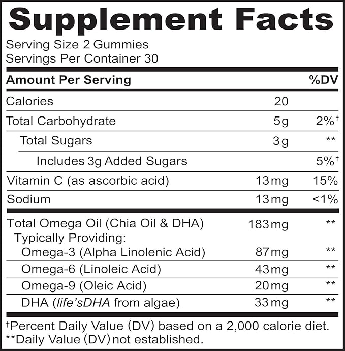 NATURELO Vegetarian DHA and Omega 3 60 Gummies