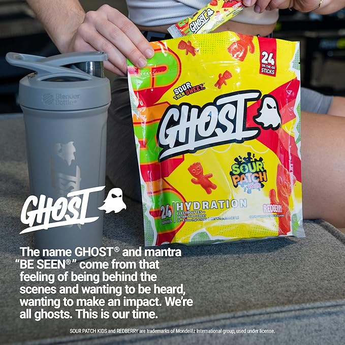 GHOST Hydration Packets, Sour Patch Kids 24 Sticks,